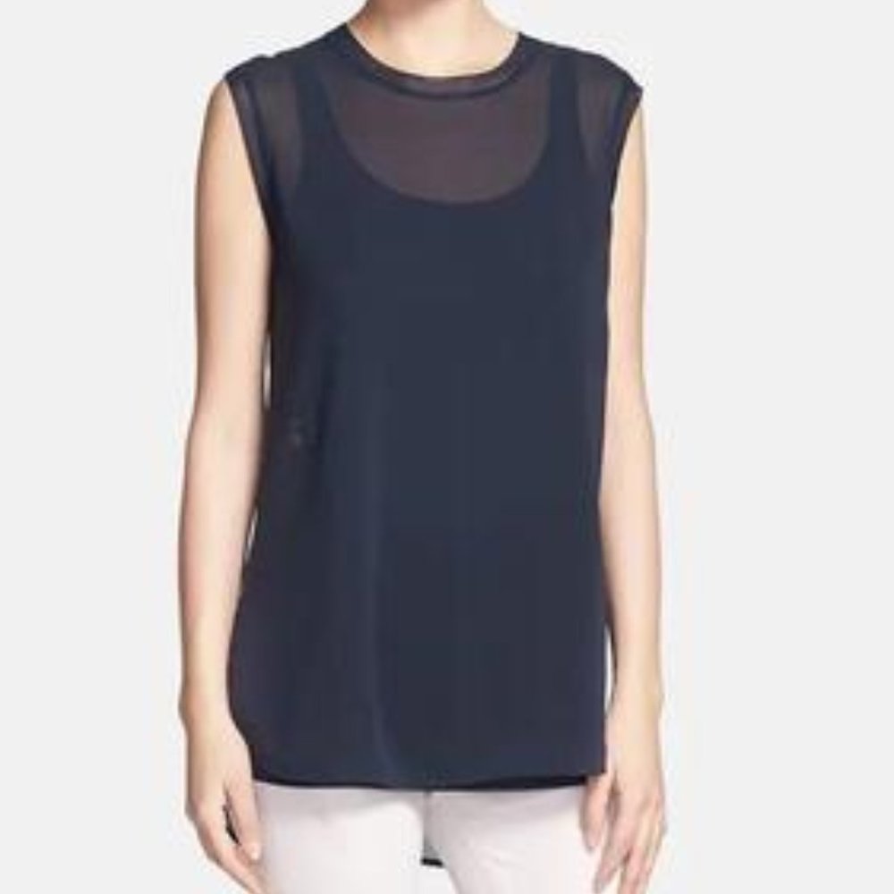 VINCE NWT Sheer Sleeveless Silk Blend Muscle Tee M